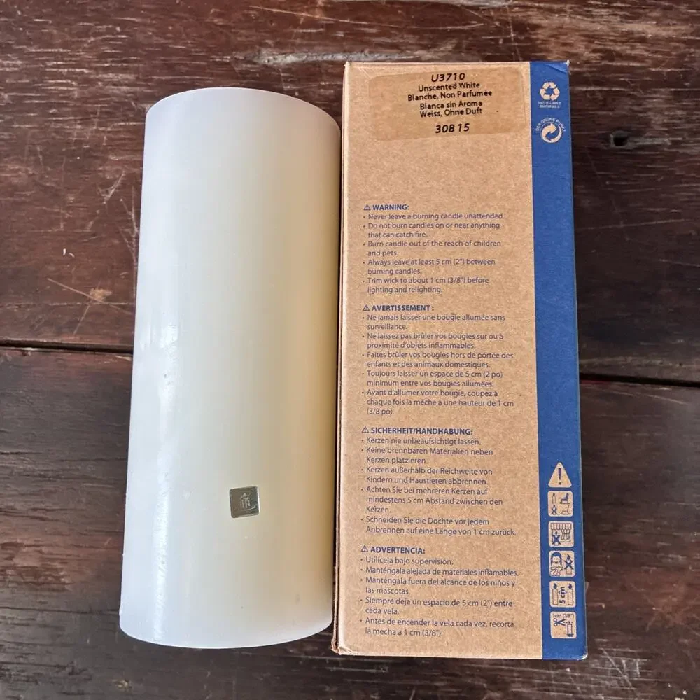 PartyLite Pillar Candle New in Box Unscented White U3710 3" x 7" - Picture 1 of 4